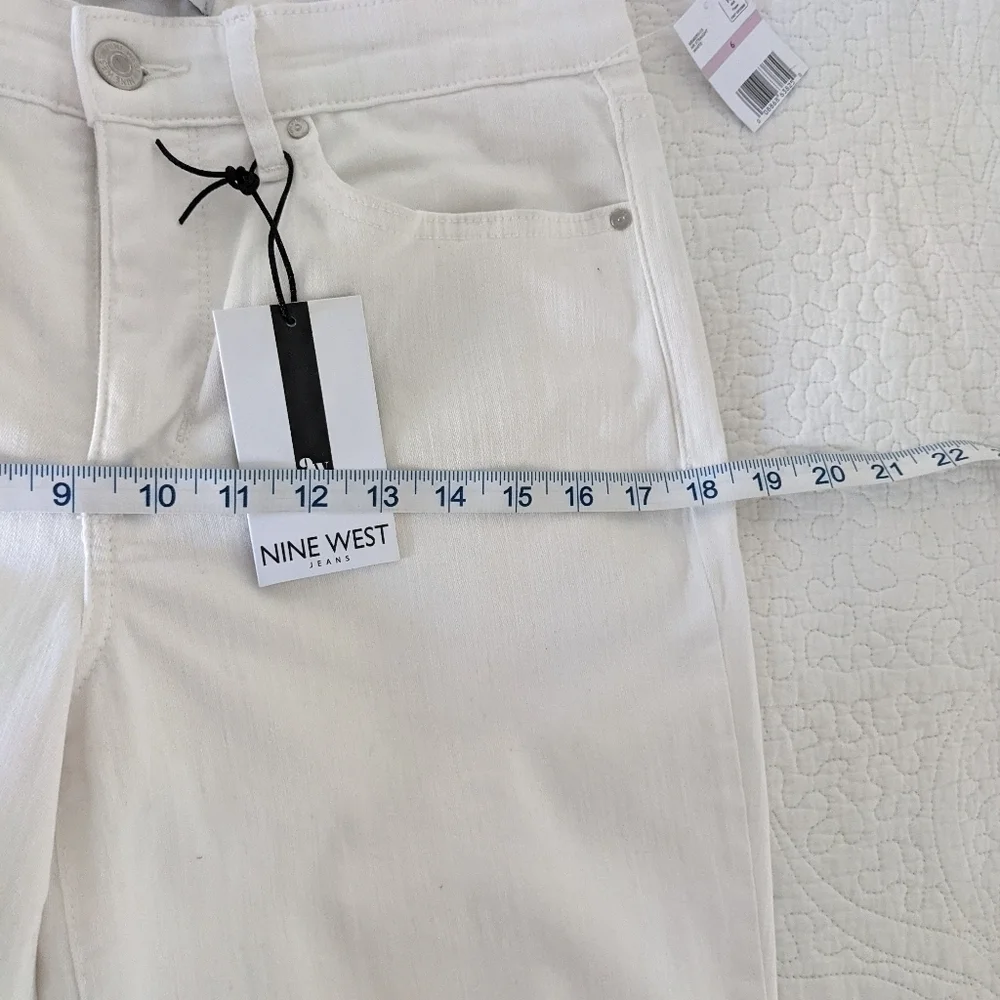 NINE West White High Rise Straight cropped Ankle Pants 6